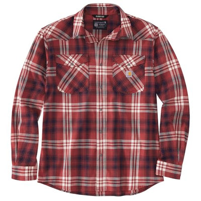 Carhartt 106430 Men's Montana Rugged Flex Relaxed Fit Lightweight Long-Sleeve S - X-Large Tall - Dark Barn Red