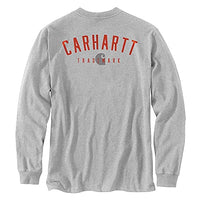 Carhartt 105055 Men's Loose Fit Heavyweight Long-Sleeve Pocket Trademark Graphi - Large - Heather Gray