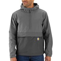 Carhartt 105749 Men's Rain Defender Loose Fit Lightweight Packable Anorak, Steel/Gravel, Small