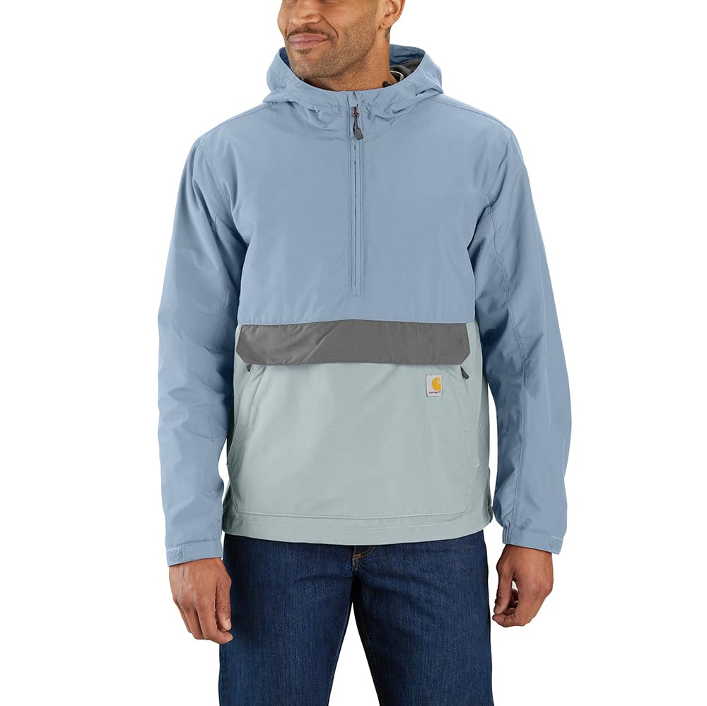 Carhartt 105749 Men's Rain Defender® Loose Fit Lightweight Packable Anorak, Neptune/Sky Fog, Medium