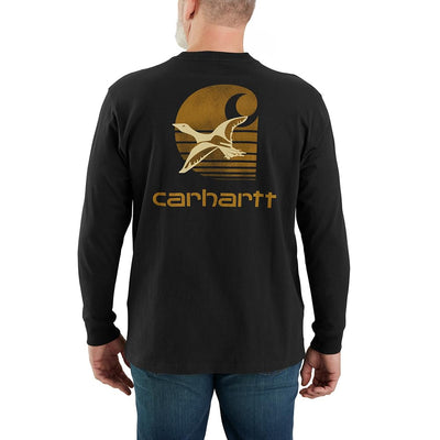 Carhartt 106629 Men's Loose Fit Heavyweight Long-Sleeve Pocket Duck Graphic T-S - Small Regular - Black