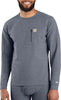 Carhartt UM0131M Men's Force Midweight Synthetic-Merino Wool Blend Base Layer Crewneck Pocket Top