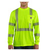 Carhartt 100496 Mens High Visibility Force Long Sleeve Class 3 T-Shirt (Big & Tall) Work Utility Shirts, Brite Lime, Large Tall US