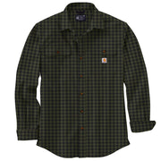 Carhartt 105947 Men's Loose Fit Heavyweight Flannel Long-Sleeve Plaid Shirt - Large Regular - Basil