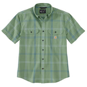 Carhartt 106140 Men's Loose Fit Midweight Short-Sleeve Plaid Shirt - Large - Loden Frost