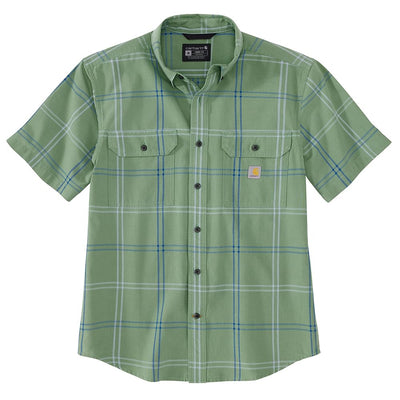 Carhartt 106140 Men's Loose Fit Midweight Short-Sleeve Plaid Shirt - Large - Loden Frost