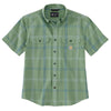 Carhartt 106140 Men's Loose Fit Midweight Short-Sleeve Plaid Shirt - X-Large Tall - Loden Frost