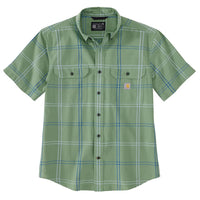 Carhartt 106140 Men's Loose Fit Midweight Short-Sleeve Plaid Shirt - X-Large Tall - Loden Frost
