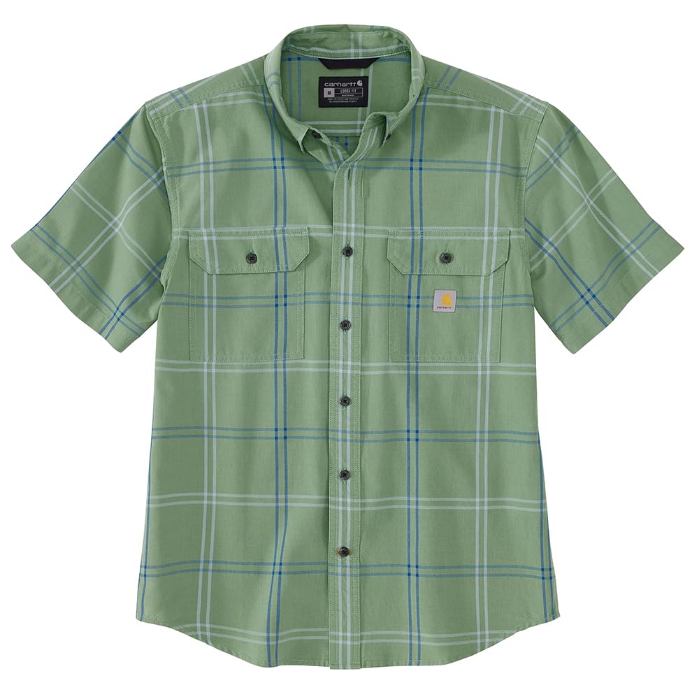 Carhartt 106140 Men's Loose Fit Midweight Short-Sleeve Plaid Shirt - X-Large Tall - Loden Frost