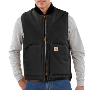 Carhartt 106676 Men's Relaxed Fit Firm Duck Insulated Rib Collar Vest, Black