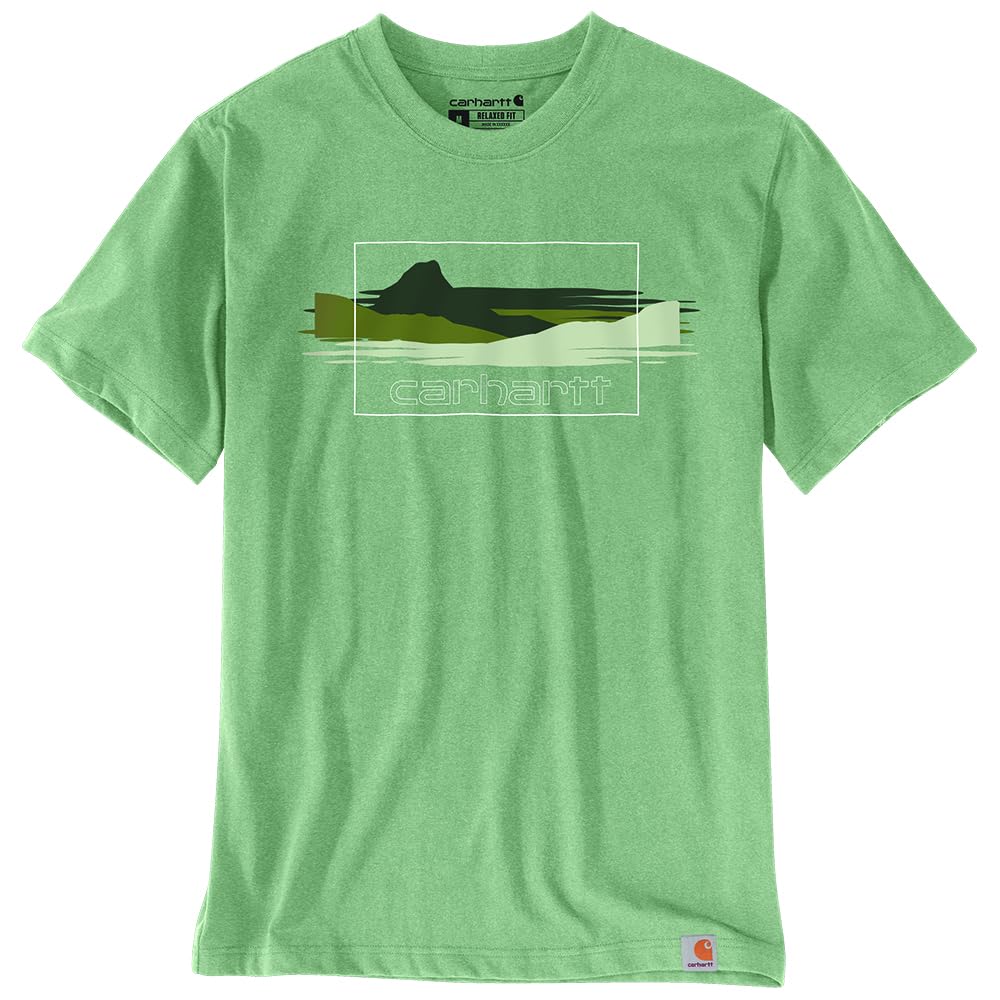 Carhartt 106150 Men's Relaxed Fit Heavyweight Short-Sleeve Mountain Graphic T-S - XX-Large - Loden Frost Heather