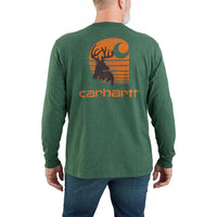 Carhartt 106365 Men's Loose Fit Heavyweight Long-Sleeve Pocket Deer Graphic T-S - 3X-Large Regular - Frosted Balsam Heather