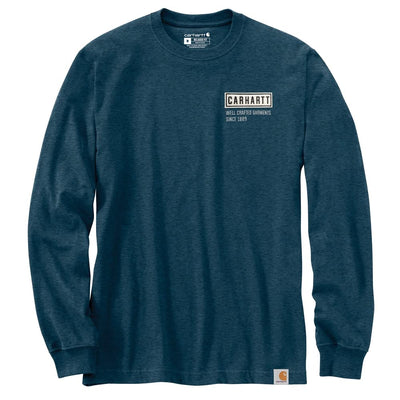 Carhartt 105423 Men's Relaxed Fit Heavyweight Long-Sleeve Crafted Graphic T-Shi - X-Large - Night Blue Heather