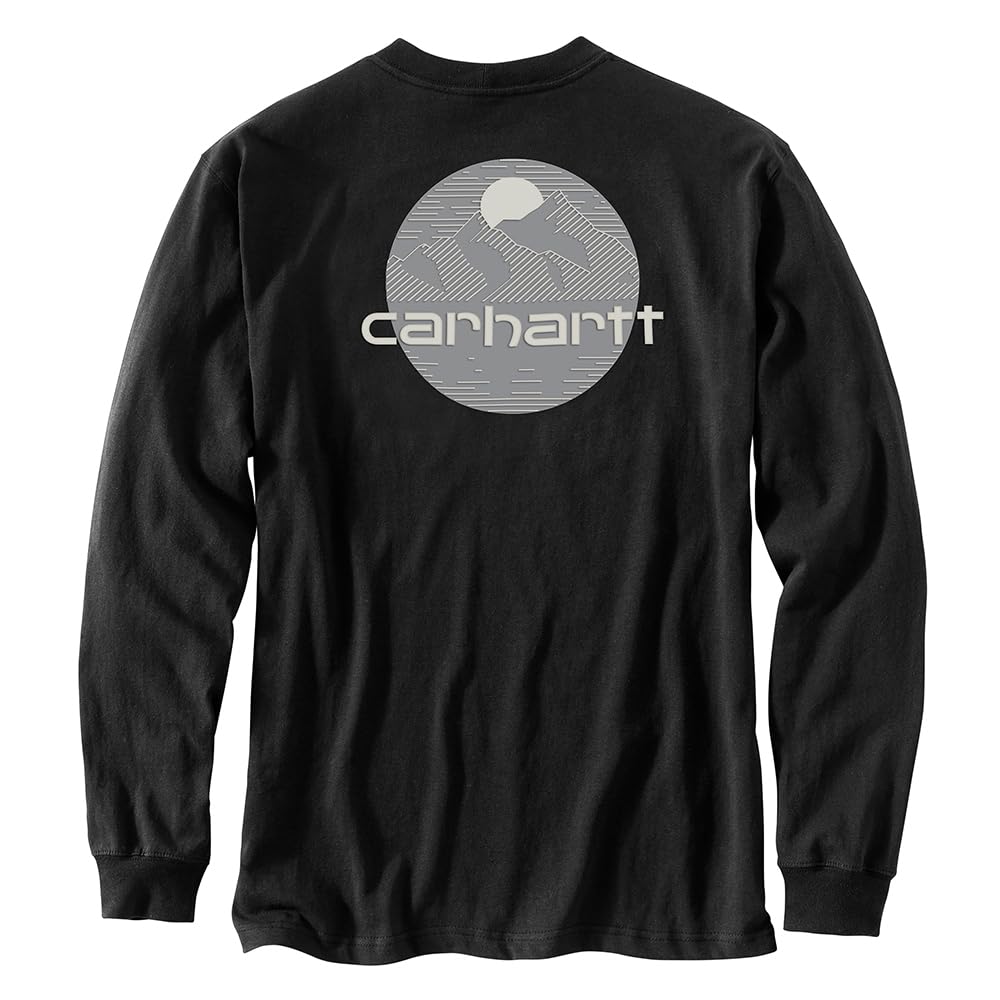 Carhartt 105955 Men's Relaxed Fit Heavyweight Long-Sleeve Pocket Mountain Graph - 3X-Large Regular - Black