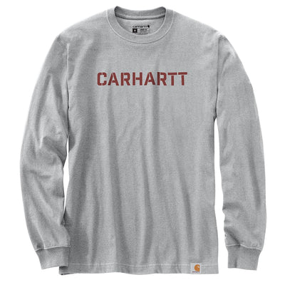 Carhartt 105951 Men's Loose Fit Heavyweight Long-Sleeve Logo Graphic T-Shirt - Large Tall - Heather Gray
