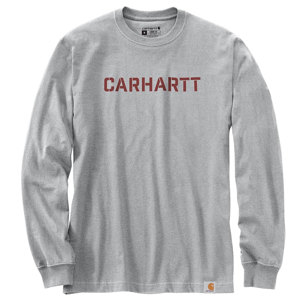 Carhartt 105951 Men's Loose Fit Heavyweight Long-Sleeve Logo Graphic T-Shirt - 3X-Large Regular - Heather Gray