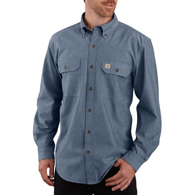 Carhartt 104368 Men's Loose Fit Midweight Chambray Long-Sleeve Shirt (Big & Tall), Denim Blue Chambray, 3X-Large
