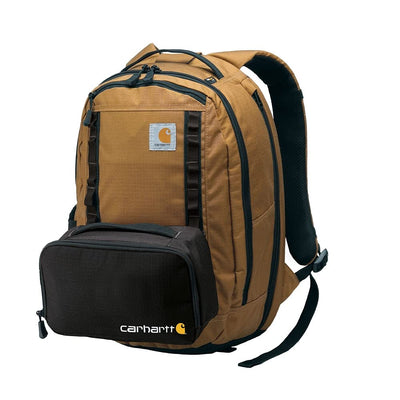 Carhartt B0000369 Cargo Series 20L Daypack + 3 Can Cooler, Durable Backpack with Detachable Insulated Lunch Box, Carhartt Brown