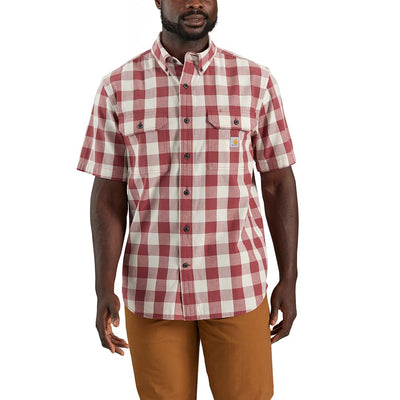 Carhartt 106140 Men's Loose Fit Midweight Short-Sleeve Plaid Shirt - X-Large Tall - Apple Butter