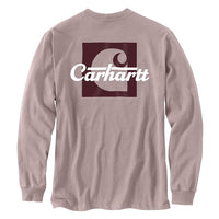 Carhartt 106040 Men's Loose Fit Heavyweight Long-Sleeve Pocket Script Graphic T - 2X-Large Tall - Mink