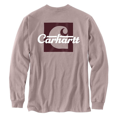 Carhartt 106040 Men's Loose Fit Heavyweight Long-Sleeve Pocket Script Graphic T - 2X-Large Tall - Mink