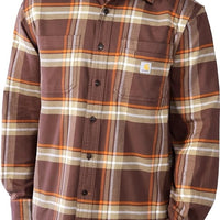 Carhartt 105945 Men's Rugged Flex Relaxed Fit Midweight Flannel Long-S - Small Regular - Chestnut