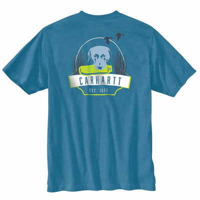 Carhartt 105184 Men's Loose Fit Heavyweight Short Sleeve Dog Graphic T-Shirt - Large Regular - Blue Lagoon Heather