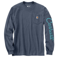 Carhartt 107042 Men's Loose Fit Heavyweight Long-Sleeve Pocket Dog Graphic T-Shirt, Bluestone, 3X-Large