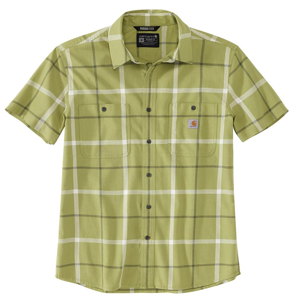 Carhartt 105701 Men's Rugged Flex Relaxed Fit Lightweight Short Sleeve Work Shirt Olive Medium