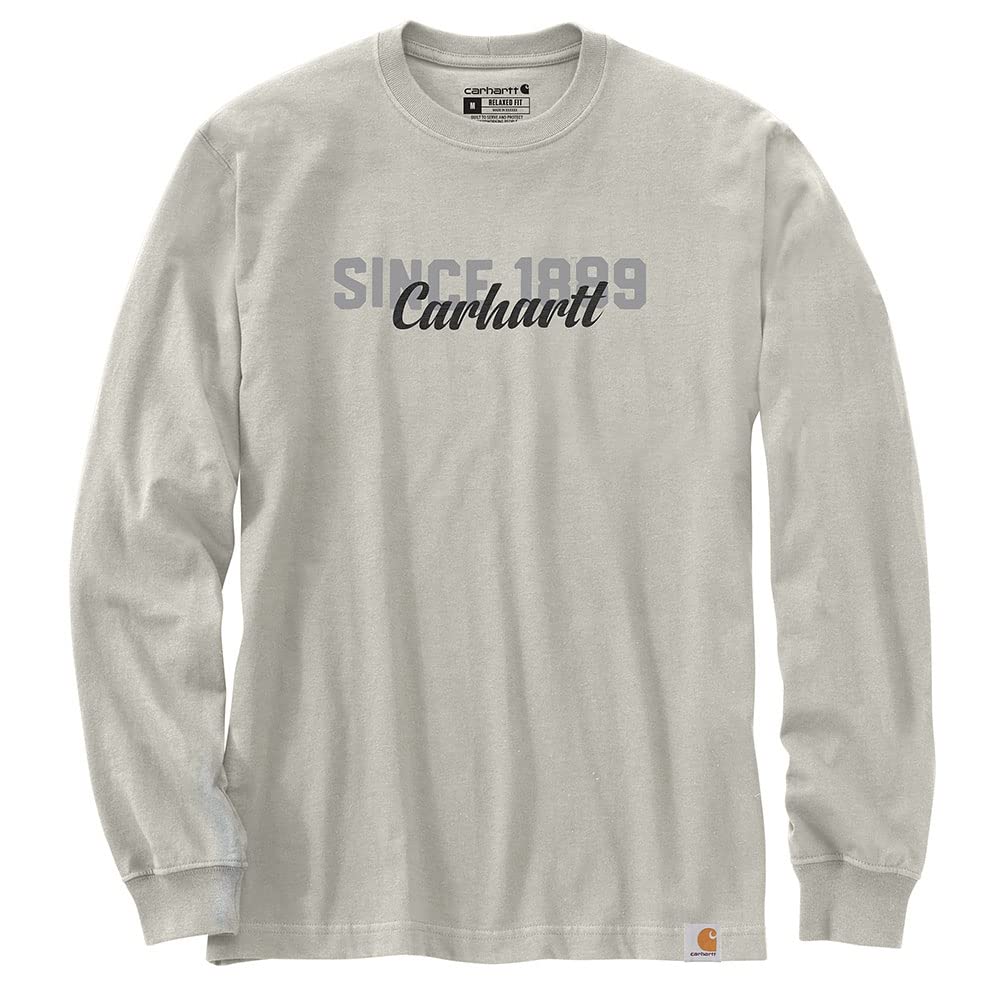 Carhartt 105424 Men's Relaxed Fit Heavyweight Long-Sleeve Script Graphic T-Shir - X-Large Tall - Malt