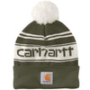 Carhartt 105168 Men's Knit Pom-Pom Cuffed Logo Beanie