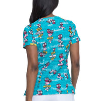 Dickies EDS Women Scrubs Top V-Neck Print DK616, S, It was Owl A Dream