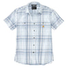 Carhartt 106139 Men's Rugged Flex Relaxed Fit Lightweight Plaid Print Short Sleeve Light Blue Medium
