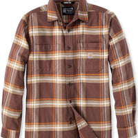 Carhartt 105945 Men's Rugged Flex Relaxed Fit Midweight Flannel Long-S - Small Regular - Chestnut