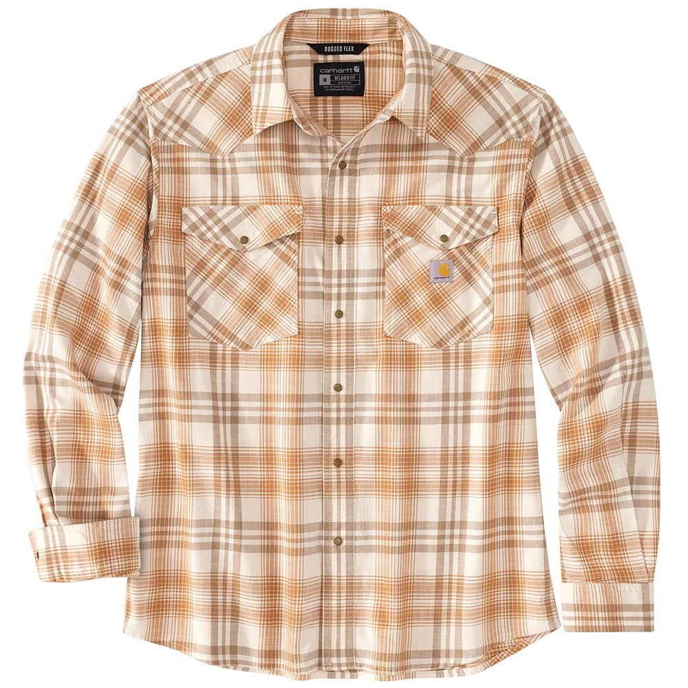 Carhartt 106430 Men's Montana Rugged Flex Relaxed Fit Lightweight Long-Sleeve S - 3X-Large Regular - Hickory Nut