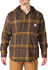Carhartt 107011 Men's Rugged Flex Relaxed Fit Flannel Fleece Lined Hooded Shirt Jac