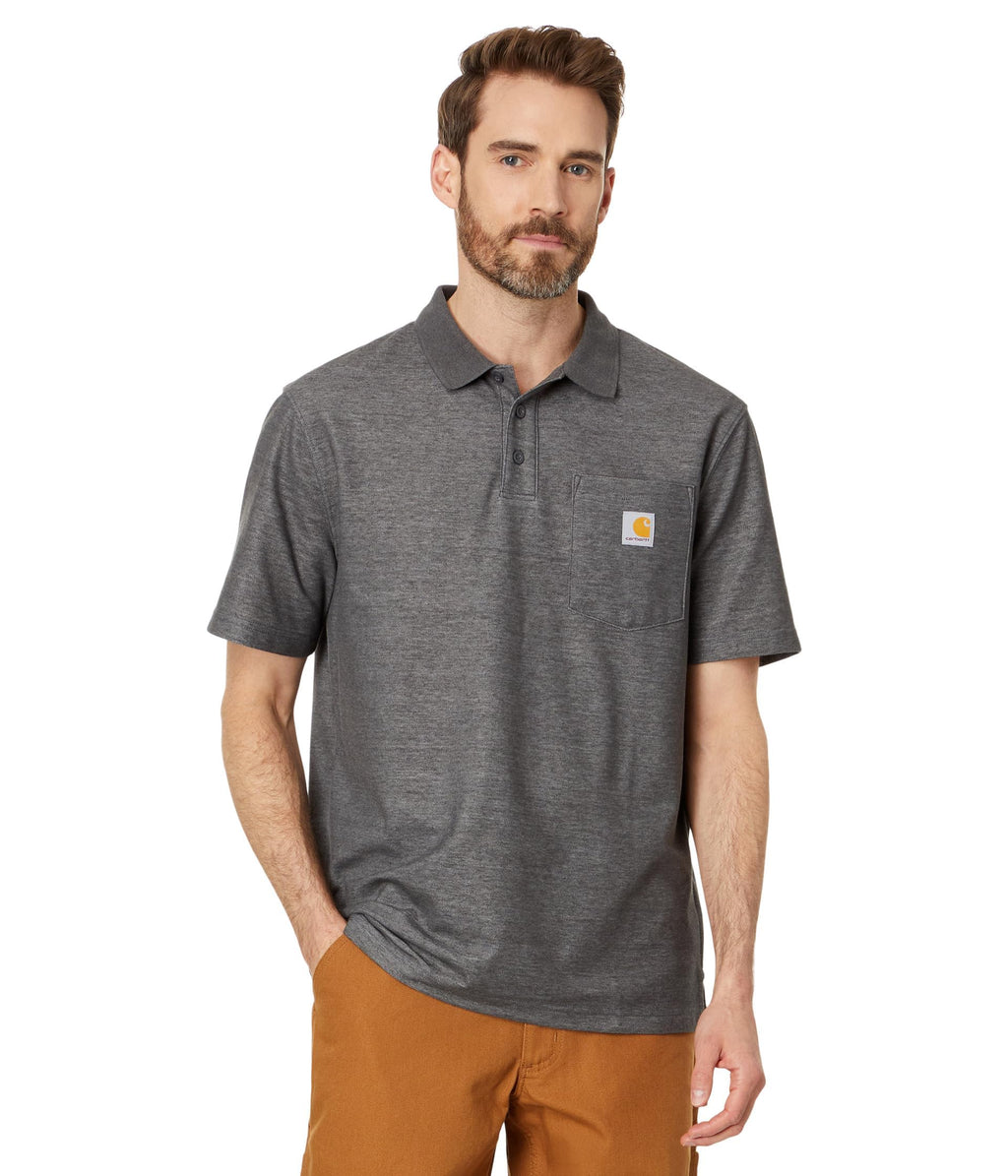 Carhartt 106685 Men's Loose Fit Midweight Short-Sleeve Pocket Polo, Carbon Heather