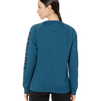 Carhartt 104410 Relaxed Fit Midweight Crew Neck Block Logo Sleeve Graphic Sweatshirt Night Blue Heather XS