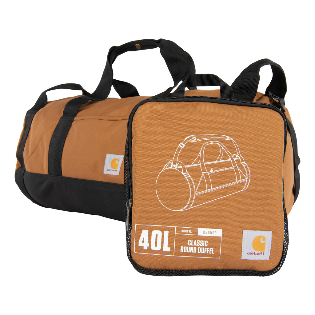 carhartt travel duffel bag Carhartt B0000500 Classic Round Duffel with Utility Pouch, Heavy-Duty,