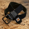 Carhartt Men's Casual Rugged Canvas Duck Belt, W/Antique Brass Buckle and Contrast Curdoroy Backing