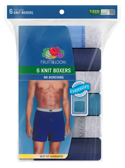 Men's Assorted Cotton Knit Boxers - 5 Pack by Fruit Of The Loom