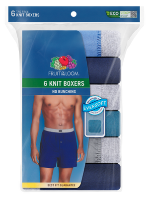 Fruit of The Loom 6P540 Men's Knit Boxers Assorted 6 Pack