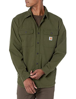 Carhartt 105419 Men's Rugged Flex Relaxed Fit Canvas Fleece-Lined Shir - 3X-Large Regular - Basil