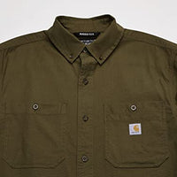 Carhartt 103555 Men's Rugged Flex Rigby Short Sleeve Work Shirt, Military Olive, Small