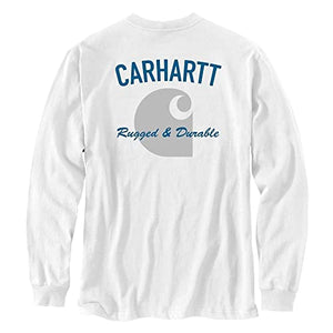 Carhartt 105428 Men's 105428 Relaxed Fit Heavyweight Long-Sleeve Pocket Durable Graphi - X-Large Tall - White
