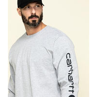 Carhartt K231 MenLoose Fit Heavyweight Long-Sleeve Logo Sleeve Graphic T-ShirtHeather Gray2X-Large