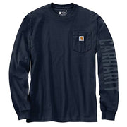 Carhartt 105041 Men's Relaxed Fit Heavyweight Long-Sleeve Pocket Logo Graphic T - X-Large - Navy
