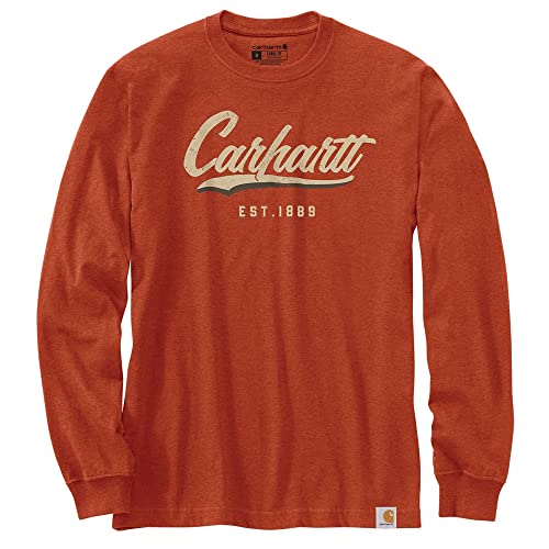 Carhartt 104890 Men's Loose Fit Heavyweight Long-Sleeve Hand-Painted Graphic T- - X-Large Tall - Jasper Heather