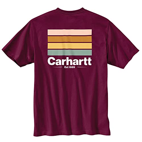 Carhartt 105713 Men's Relaxed Fit Heavyweight Short-Sleeve Pocket Line Graphic - Port, X-Large Big Tall