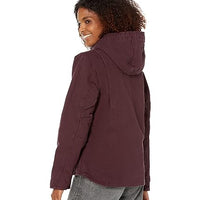 Carhartt 104292 Women's Loose Fit Washed Duck Sherpa Lined Jacket, BlackBerry, X-Small